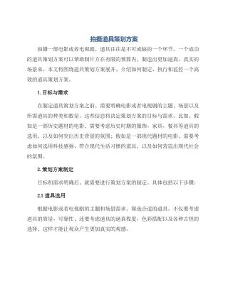 拍摄道具策划方案