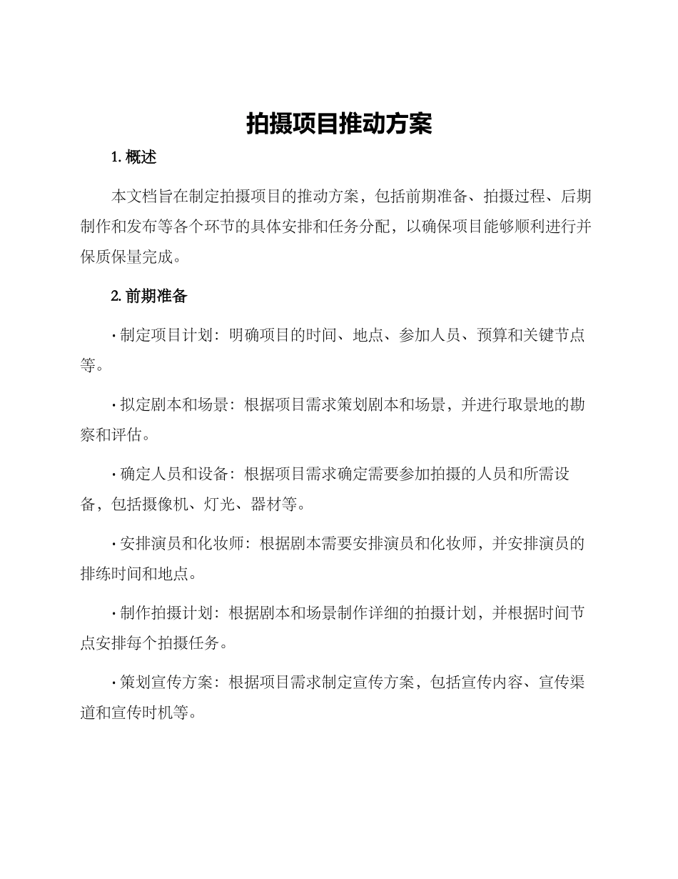 拍摄项目推进方案_第1页