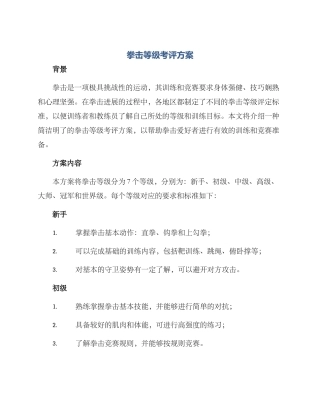 拳击等级考评方案