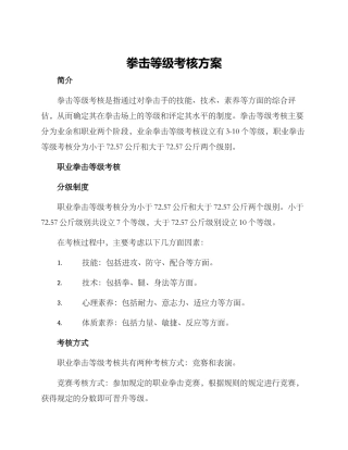 拳击等级考核方案