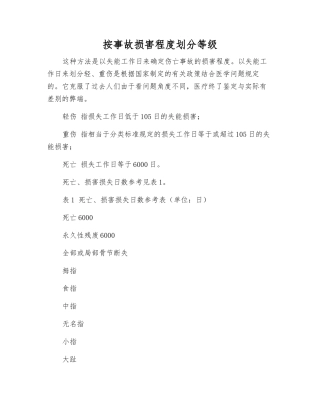 按事故伤害程度划分等级