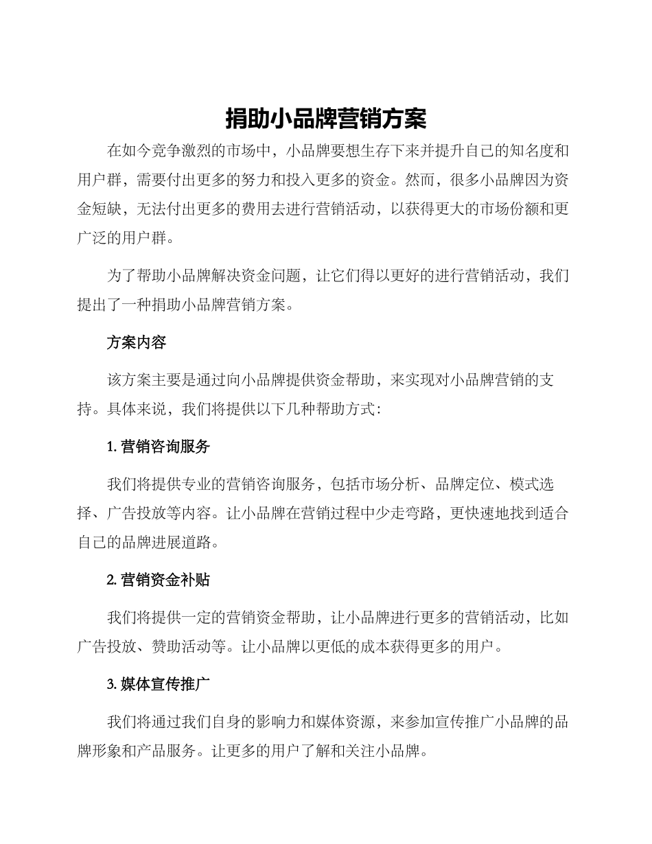 捐助小品牌营销方案_第1页