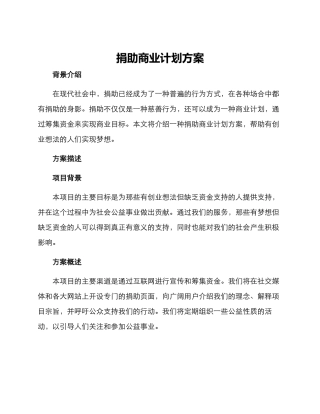 捐助商业计划方案
