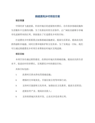 捐建美丽乡村项目方案