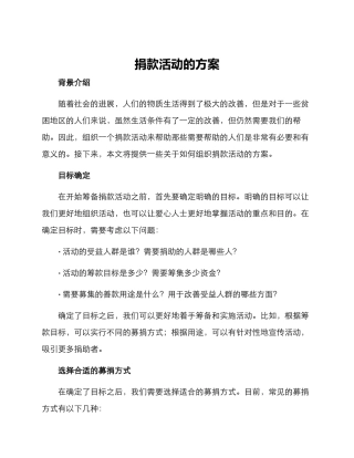 捐款活动的方案