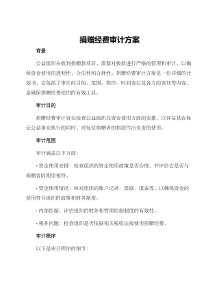 捐赠经费审计方案