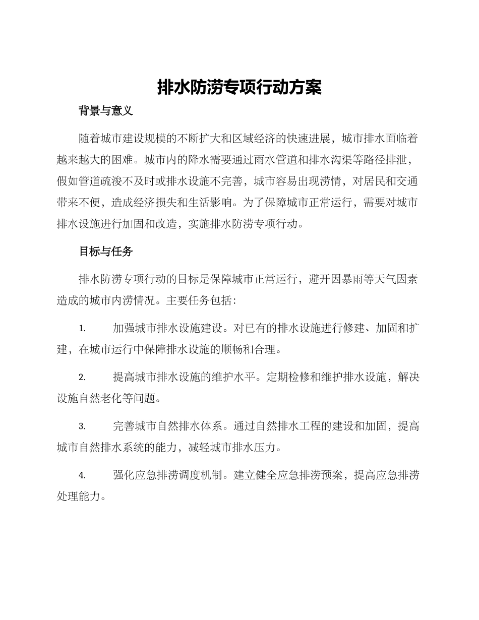 排水防涝专项行动方案_第1页