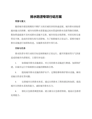 排水防涝专项行动方案
