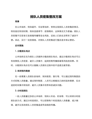 排队人员密集整改方案