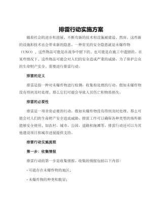 排雷行动实施方案