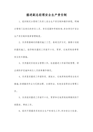 掘进副总经理安全生产责任制