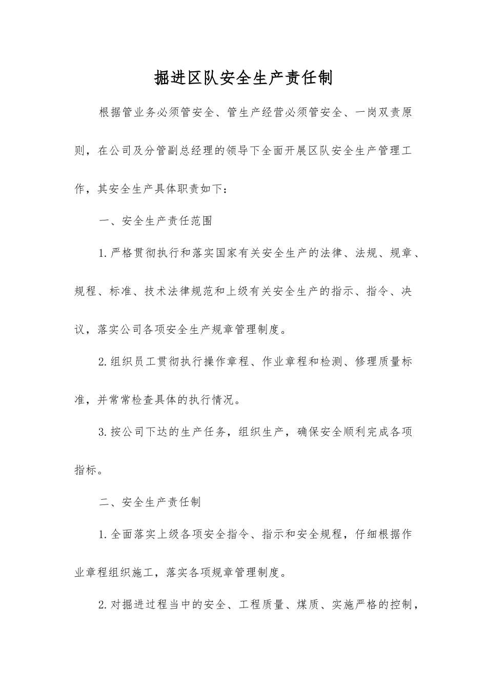 掘进区队安全生产责任制_第1页