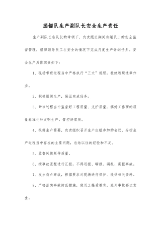 掘锚队生产副队长安全生产责任