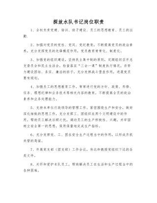 探放水队书记岗位职责