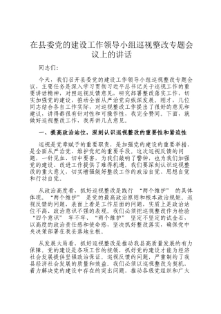 在县委党的建设工作领导小组巡视整改专题会议上的讲话