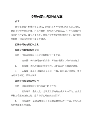 控股公司内部控制方案