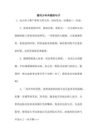 描写少年外貌的句子