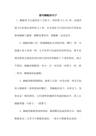 描写蜻蜓的句子