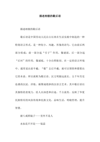 描述相貌的歇后语