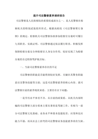 提升司法警察素质调研报告