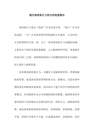 提升政府执行力的分析检查报告