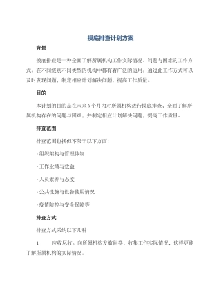 摸底排查计划方案
