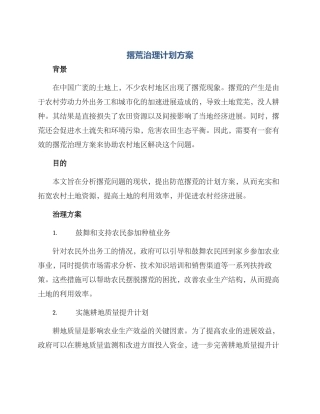 撂荒治理计划方案