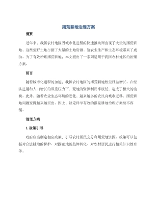撂荒耕地治理方案