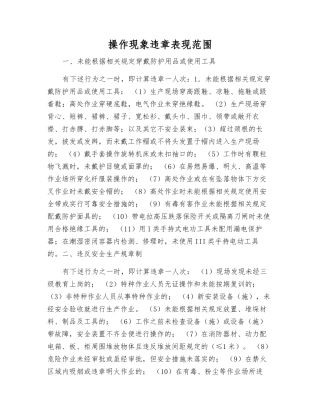 操作现象违章表现范围