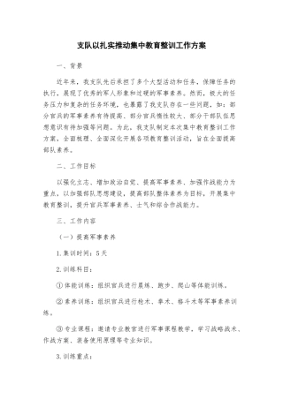 支队以扎实推进集中教育整训工作方案