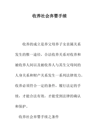 收养社会弃婴手续--精编范文