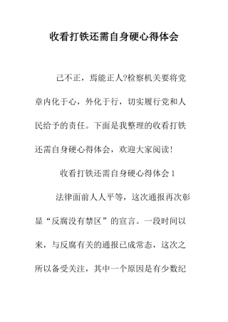 收看打铁还需自身硬心得体会--精编范文