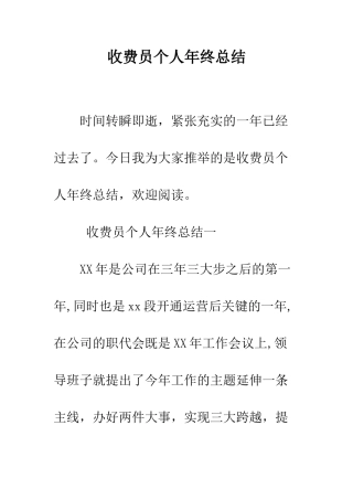 收费员个人年终总结--精编范文