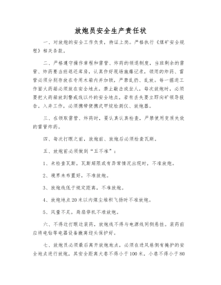 放炮员安全生产责任状