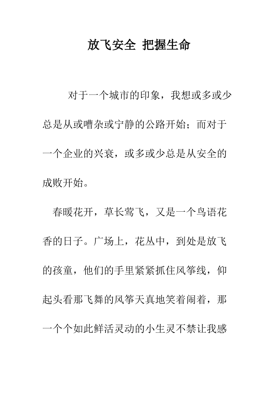 放飞安全-把握生命--精编范文_第1页