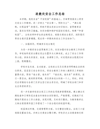政教处安全工作总结