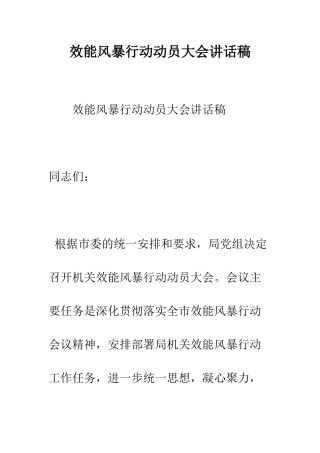 效能风暴行动动员大会讲话稿--精编范文