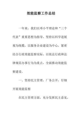 效能监察工作总结--精编范文