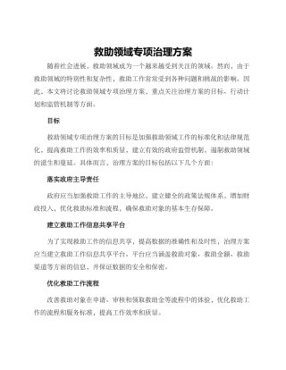 救助领域专项治理方案