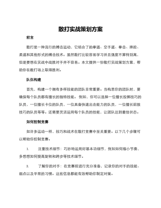 散打实战策划方案