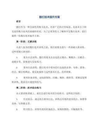 散打技术提升方案