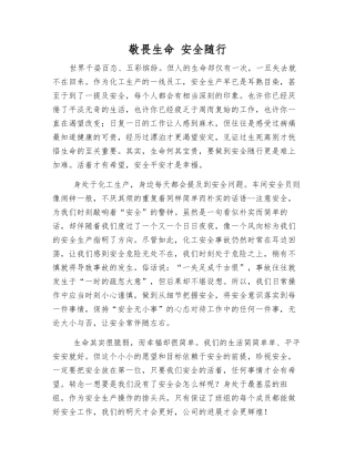 敬畏生命-安全随行