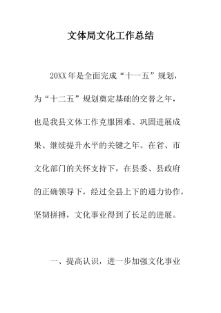 文体局文化工作总结--精编范文