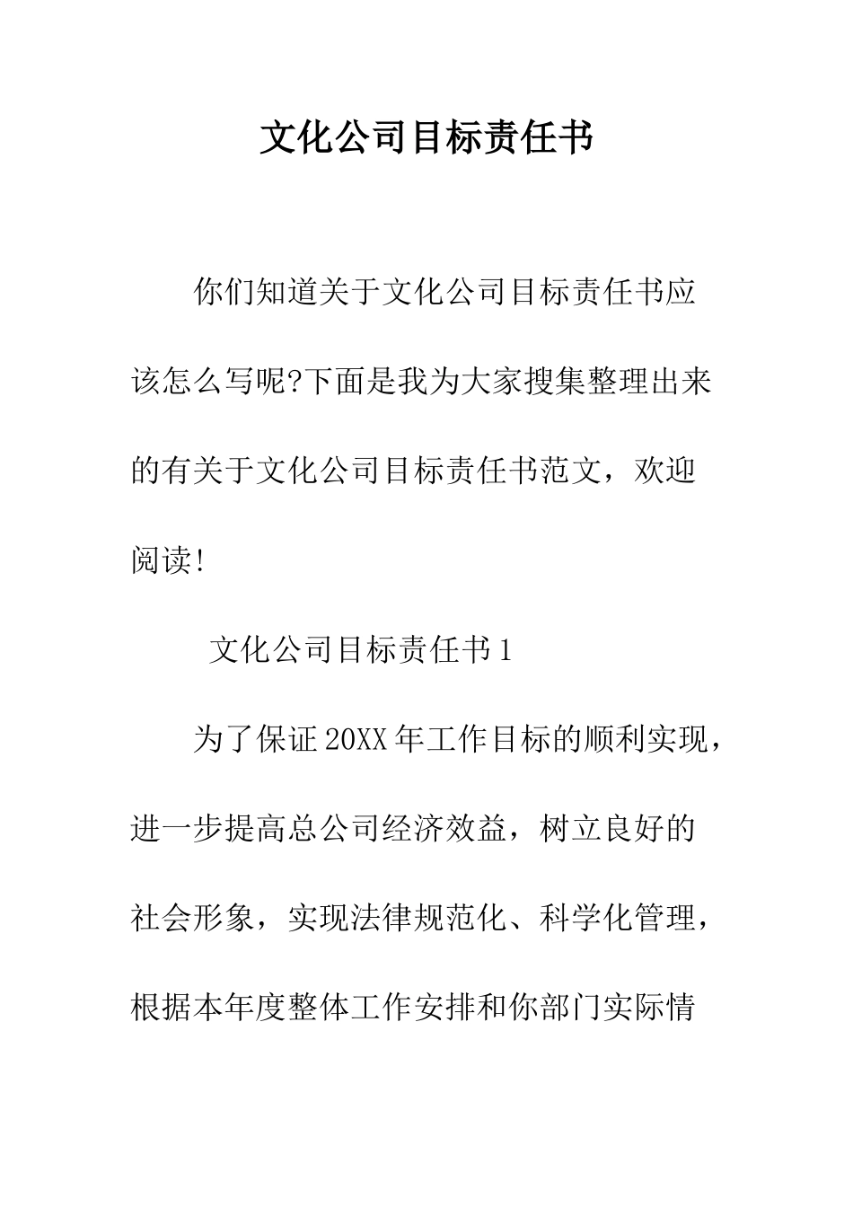 文化公司目标责任书--精编范文_第1页