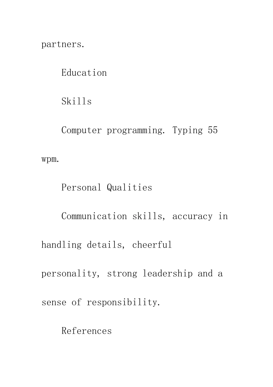 文秘人员英文求职简历--精编范文_第3页