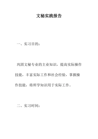 文秘实践报告--精编范文