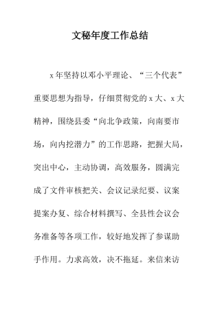 文秘年度工作总结--精编范文