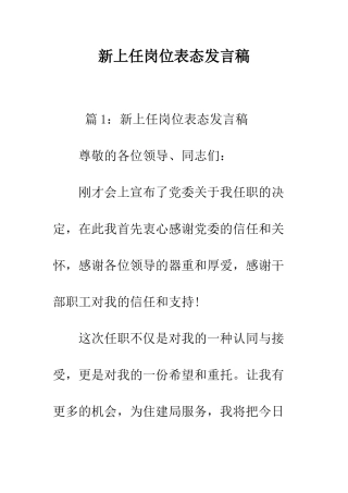 新上任岗位表态发言稿--精编范文