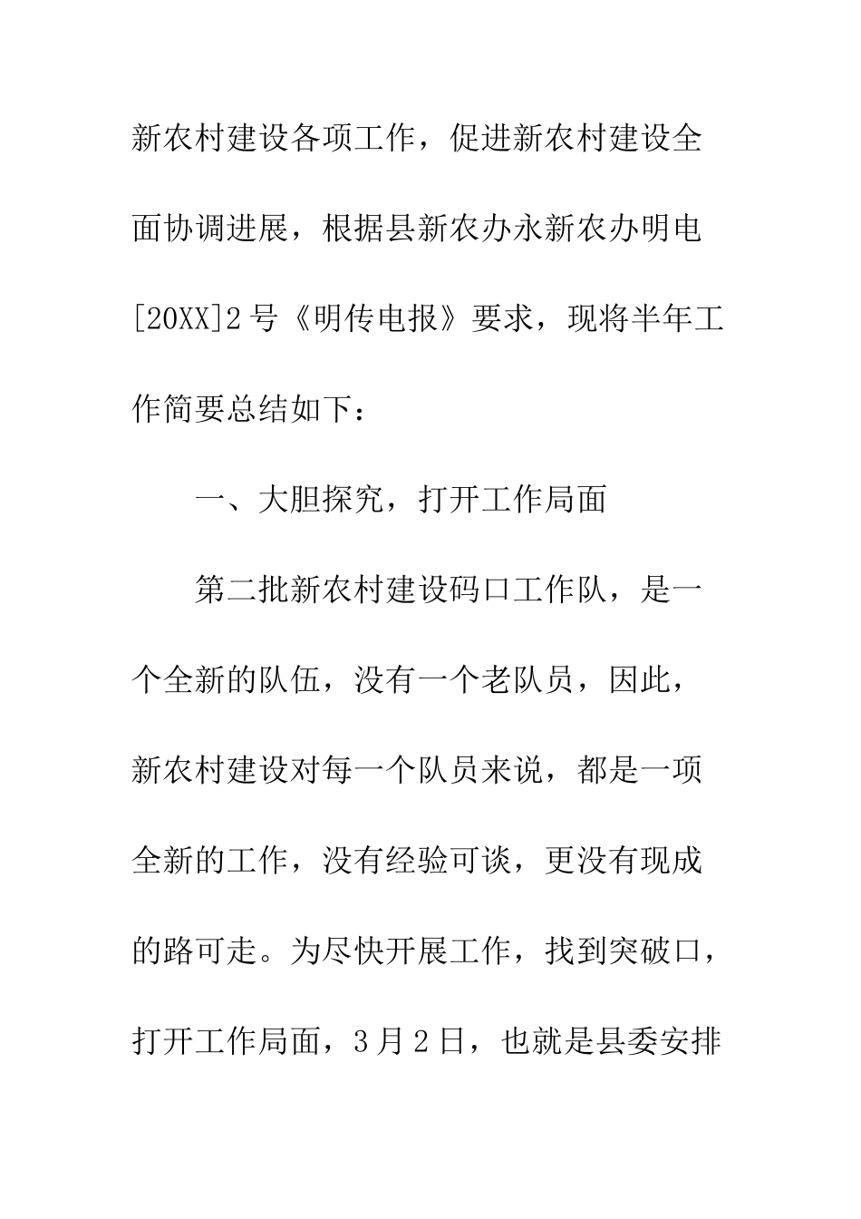 新农村建设码口工作队半年工作总结--精编范文_第2页