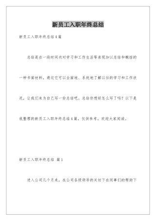 新员工入职年终总结